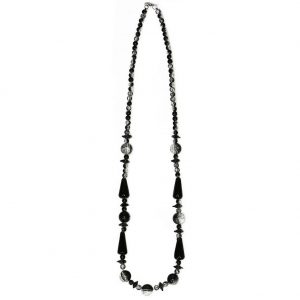 Necklace Clear/black Asst Bead Made With Glass by JOE COOL