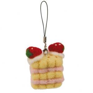 Keyring Strawberry Cake Made With Wool & Felt by JOE COOL