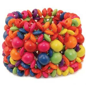 Bracelet Stretch Mix Rainbow Bead Made With Wood by JOE COOL
