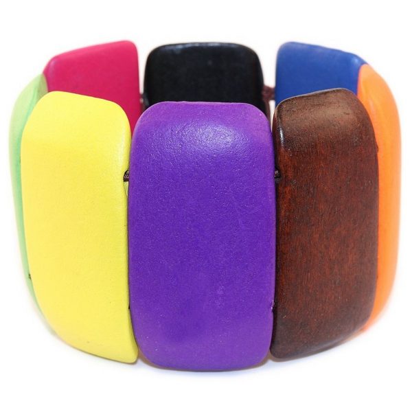 Bracelet Multi Coloured Cuff Made With Wood by JOE COOL