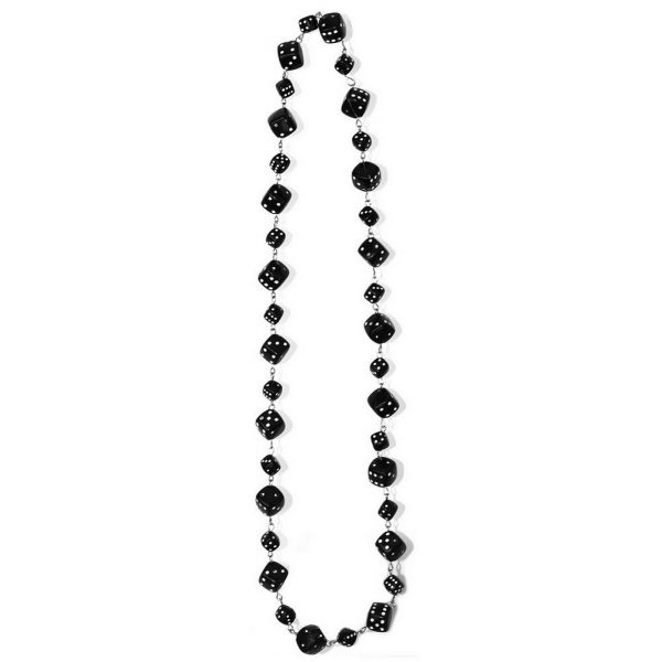 Bead String Necklace Lucky Dice Black & White Made With Resin by JOE COOL