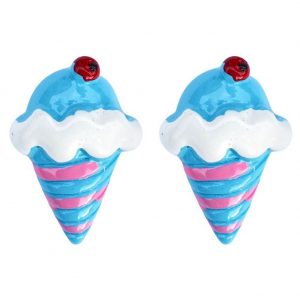 Stud Earring Café Cool  Ice Cream Cone Made With Resin by JOE COOL