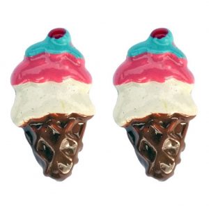 Stud Earring Café Cool Ice Cream Cone Made With Resin by JOE COOL