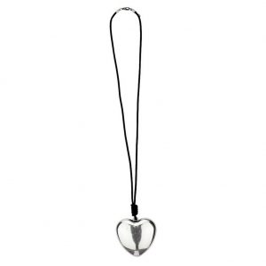 Necklace With A Pendant 70mm Heart 72cm Made With Leather & Zinc Alloy by JOE COOL