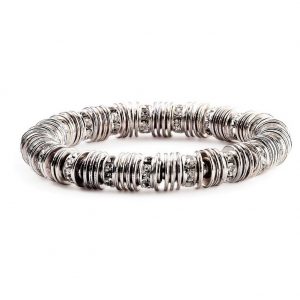 Bracelet Discs With Clear Rondelles 18cm Made With Zinc Alloy & Tin Plate by JOE COOL