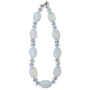Bead String Necklace Opaque - Moon Beads 46cm + 5cm Made With Glass by JOE COOL