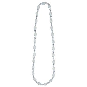 Bead String Necklace Opaque Moon Beads 120cm Made With Glass by JOE COOL