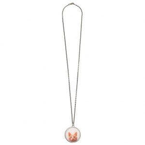 Pendant 70cm Chain Round With Ginger Cat Detail Made With Zinc Alloy & Gold Plated by JOE COOL