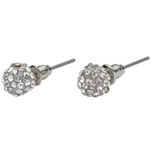 Stud Earring Pave Set Sphere Made With Resin & Crystal Glass by JOE COOL