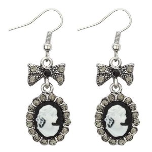 Drop Earring Set Bow & Cameo Made With Crystal Glass & Tin Alloy by JOE COOL