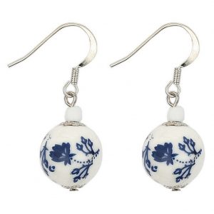 Drop Earring Tea Garden Bead Made With Ceramic & Glass by JOE COOL