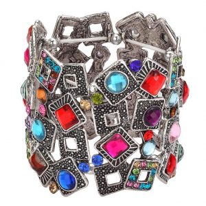Bracelet Random Square Overlay In 55mm Made With Tin Alloy & Crystal Glass by JOE COOL