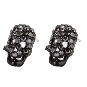 Stud Earring Embedded Skull Made With Tin Alloy & Crystal Glass by JOE COOL