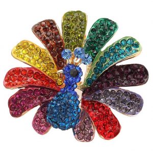 Ring Encrusted Rainbow Peacock Made With Zinc Alloy & Crystal Glass by JOE COOL