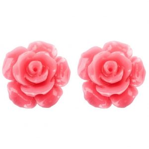 Stud Earring Pastel Rose Made With Resin by JOE COOL