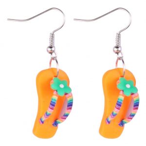 Drop Earring Flip Flop With Flower Made With Resin by JOE COOL