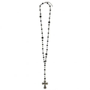 Necklace Faceted Beads With Cross Made With Tin Alloy & Crystal Glass by JOE COOL