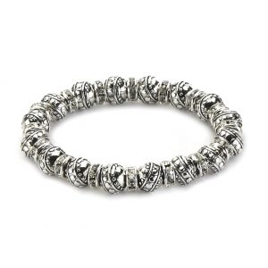 Bracelet Rondelles & Detailed Beads Made With Crystal Glass & Tin Alloy by JOE COOL