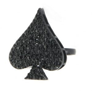 Ring Ace Of Spades 22x28mm Made With Crystal Glass & Tin Alloy by JOE COOL
