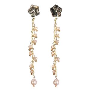 Drop Earring Romantic Trail 70mm Made With Copper & Pearl by JOE COOL