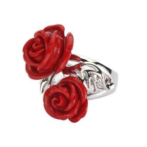 Ring Rose And Leaf Made With Resin by JOE COOL