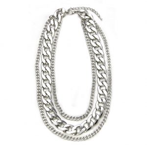 Necklace Chain 3 Strand Curb Chain 44 + 7cm Made With Iron by JOE COOL