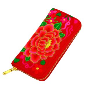 Zip Wallet Embroided Aztec Dahlia Made With Cotton by JOE COOL