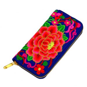 Zip Wallet Embroided Aztec Dahlia Made With Cotton by JOE COOL
