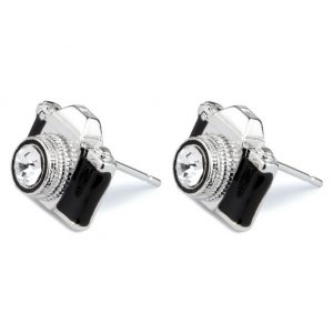 Stud Earring Camera Made With Crystal Glass & Enamel by JOE COOL
