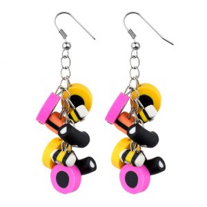 Drop Earring Liquorice Allsorts Made With Resin by JOE COOL