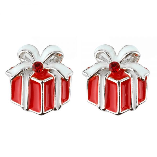 Stud Earring Christmas Large Gift Box Made With Crystal Glass & Enamel by JOE COOL