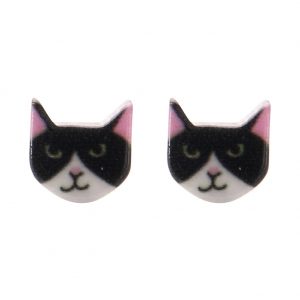 Stud Earring Crafty Cat Face Made With Zinc Alloy & Iron by JOE COOL