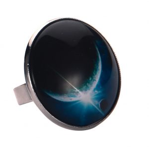 Ring Universe Large Moon Made With Tin Alloy & Glass by JOE COOL