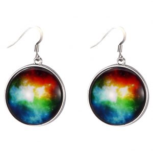 Drop Earring Universe Burst Made With Tin Alloy & Glass by JOE COOL