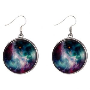 Drop Earring Universe Galaxy Made With Tin Alloy & Glass by JOE COOL
