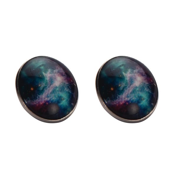 Stud Earring Universe Galaxy Made With Tin Alloy & Glass by JOE COOL