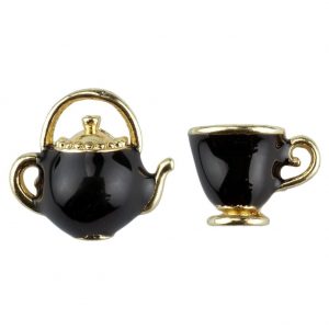 Stud Earring Cup & Teapot Made With Enamel by JOE COOL