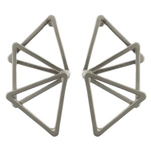 Stud Earring Geometric Overlap Triangle Made With Tin Alloy by JOE COOL