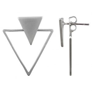 Front & Back Earring Geometric Triangle Made With Tin Alloy by JOE COOL