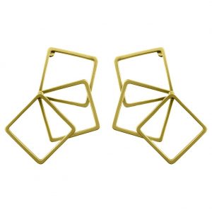 Stud Earring Geometric Overlap Square Made With Tin Alloy by JOE COOL