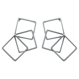 Stud Earring Geometric Overlap Square Made With Tin Alloy by JOE COOL