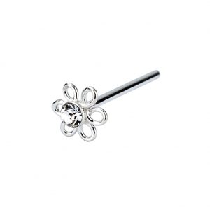 Nose Stud Single Crystal Flower Made With 925 Silver & Crystal Glass by JOE COOL