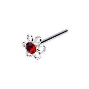 Nose Stud Single Crystal Flower Made With 925 Silver & Crystal Glass by JOE COOL