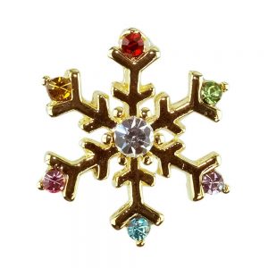 Clutch Pin Brooch Christmas Snowflake Made With Crystal Glass & Enamel by JOE COOL