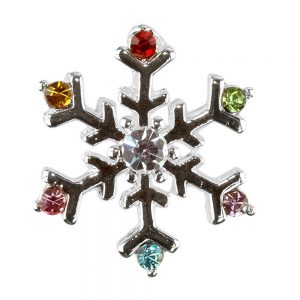 Clutch Pin Brooch Christmas Snowflake Made With Crystal Glass & Enamel by JOE COOL