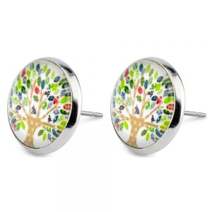 Stud Earring Tree Of Life Summer Day Made With Glass & Iron by JOE COOL