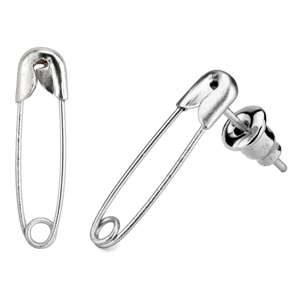 Stud Earring Safety Pin Matte Plated 