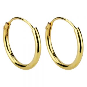 Hoop Earring Hinged 1.2mm Thick And Plated - 12mm Made With 925 Silver by JOE COOL
