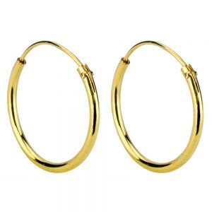 Hoop Earring Hinged 1.2mm Thick And Plated - 16mm Made With 925 Silver by JOE COOL