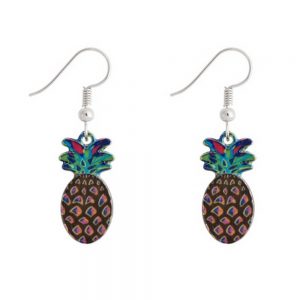 Drop Earring Pineapple Made With Enamel & Tin Alloy by JOE COOL